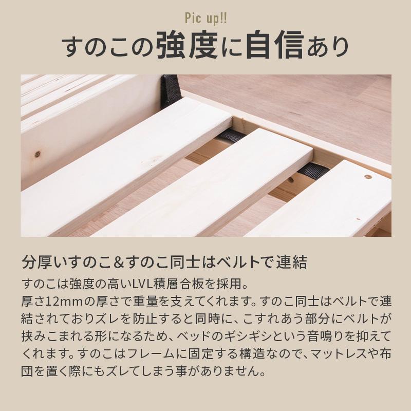 MINT ベッド セミダブル 天然パイン材 すのこベッド 2口コンセント付き