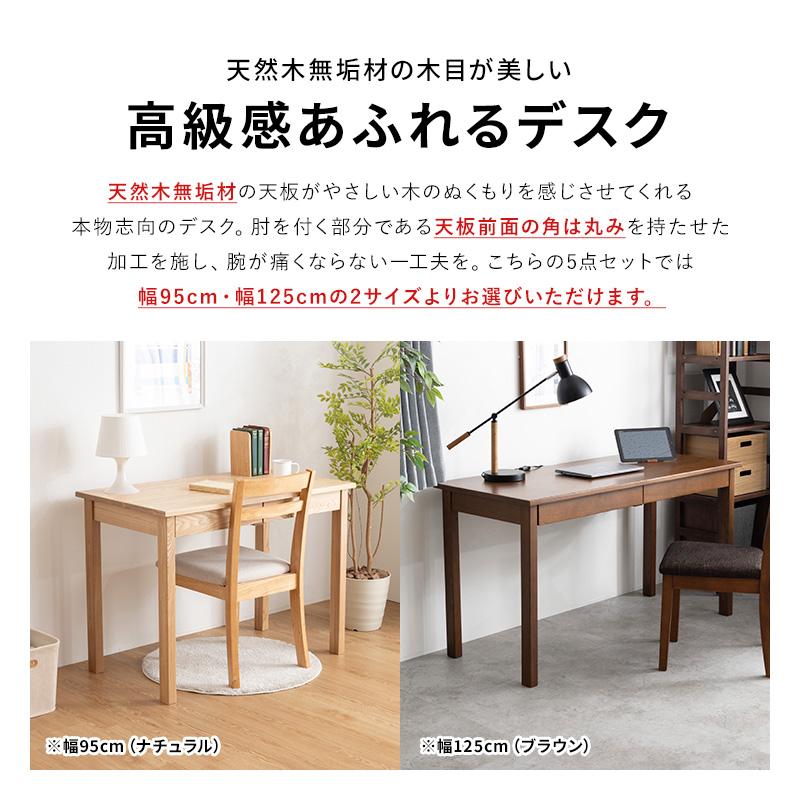 MINT 天然木無垢システム家具5点セット ロフトベッド デスク幅125