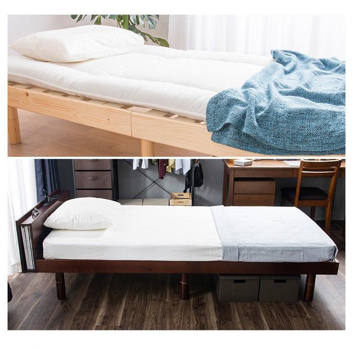 すのこベッド シングル ベッド コンセント付 天然木 高さ3段階(A)木製 