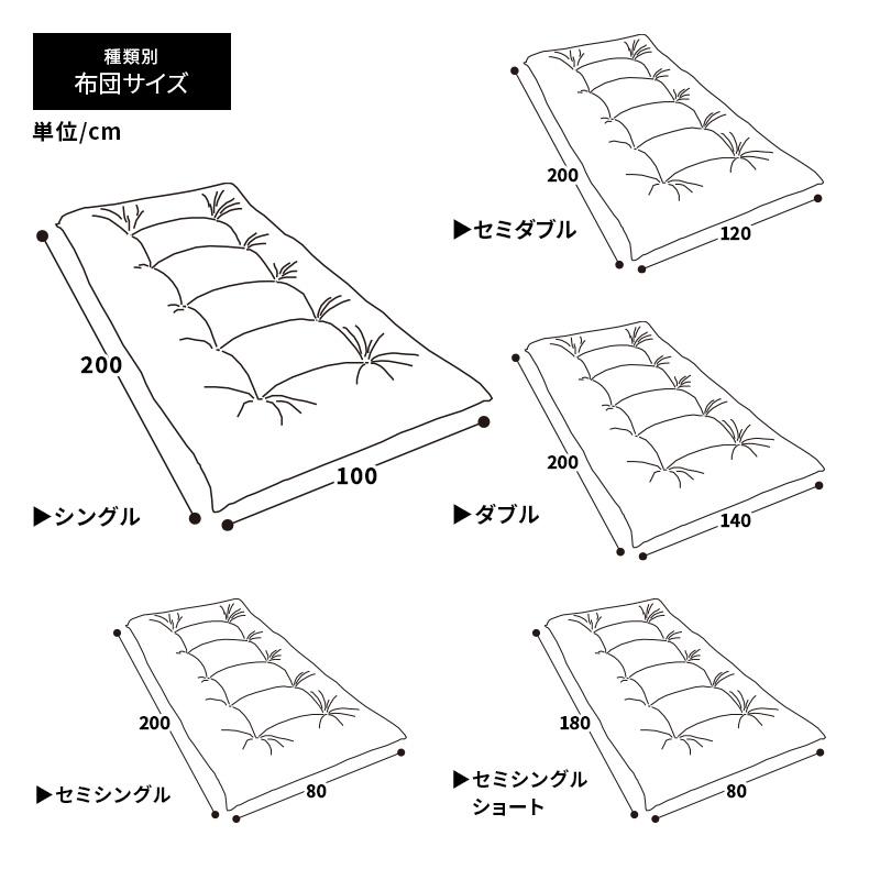 MINT 敷布団 セミシングル 六つ折り 3層 国産 折り畳み 6つ折り 3層 敷