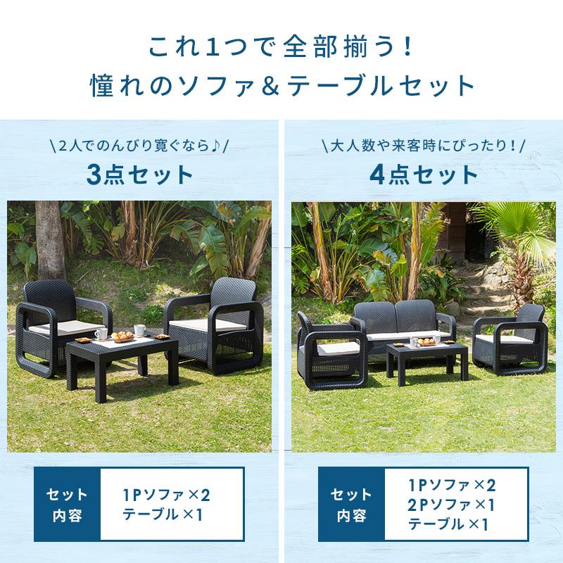 MINT ガーデン ソファ テーブル セット 4点セット ガーデンセット