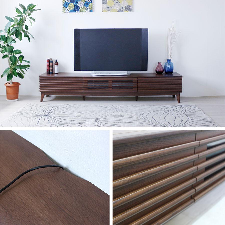 テレビ台 おしゃれ ルーバー 幅200cm アッシュ無垢材 ナチュラル