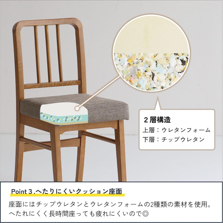 ダイニングチェア シンプルな椅子 ウッドチェア CH-3680 ブラウン　座面グレー