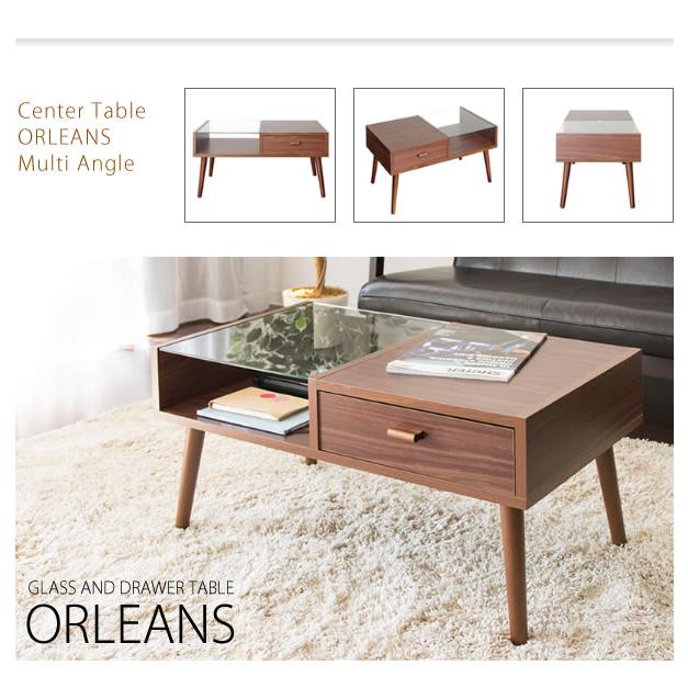 ローテーブル/ORLEANS〔オリンズ〕 ローテーブル センターテーブル ORLEANS（オリンズ） 半分ガラスで