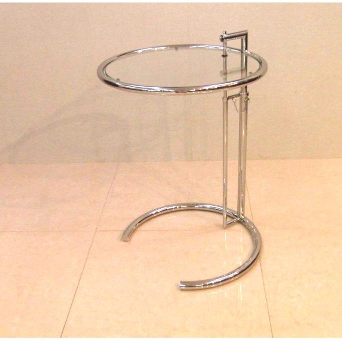 サイドテーブル アイリーングレイ ガラステーブル イタリア製 スチール 