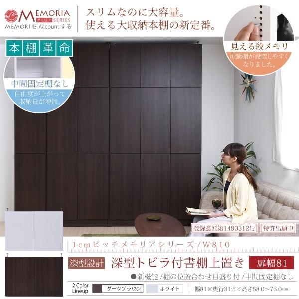 MEMORIA 棚板が1cmピッチで可動する 本棚 深型 ラック 扉付き 上置き 幅81