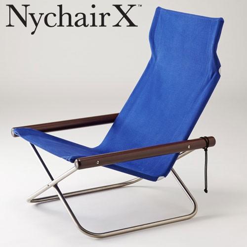ニーチェア X 本体椅子 送料無料 折りたたみ椅子 ニイチェア ブルー＋ダークブラウン