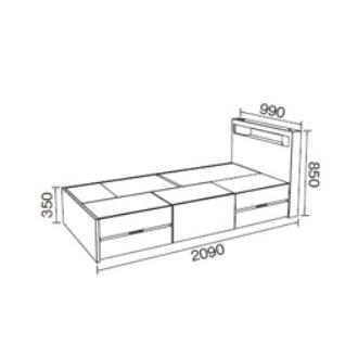 木製ベッド　引きだし5個付き　たっぷり収納できる　ベッド　シングルサイズ｜furniture-direct｜02
