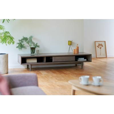 テレビボード 幅165cmテレビ台 天然木使用 ウッディグレー/ホワイト