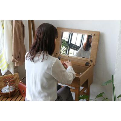ヴィンテージ調ドレッサー コスメ収納付き小型デスク スツール付き |  | 04