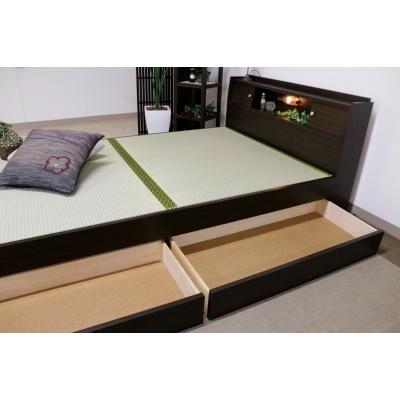 宮付き収納付き畳ベッド 天然い草使用 シングル/セミダブル/ダブル フレームの色:ダークブラウン/ライトブラウン |  | 01