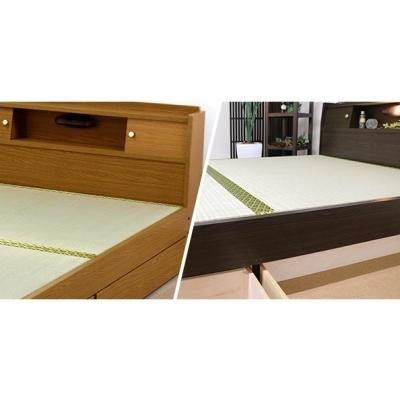 宮付き収納付き畳ベッド 天然い草使用 シングル/セミダブル/ダブル フレームの色:ダークブラウン/ライトブラウン |  | 04