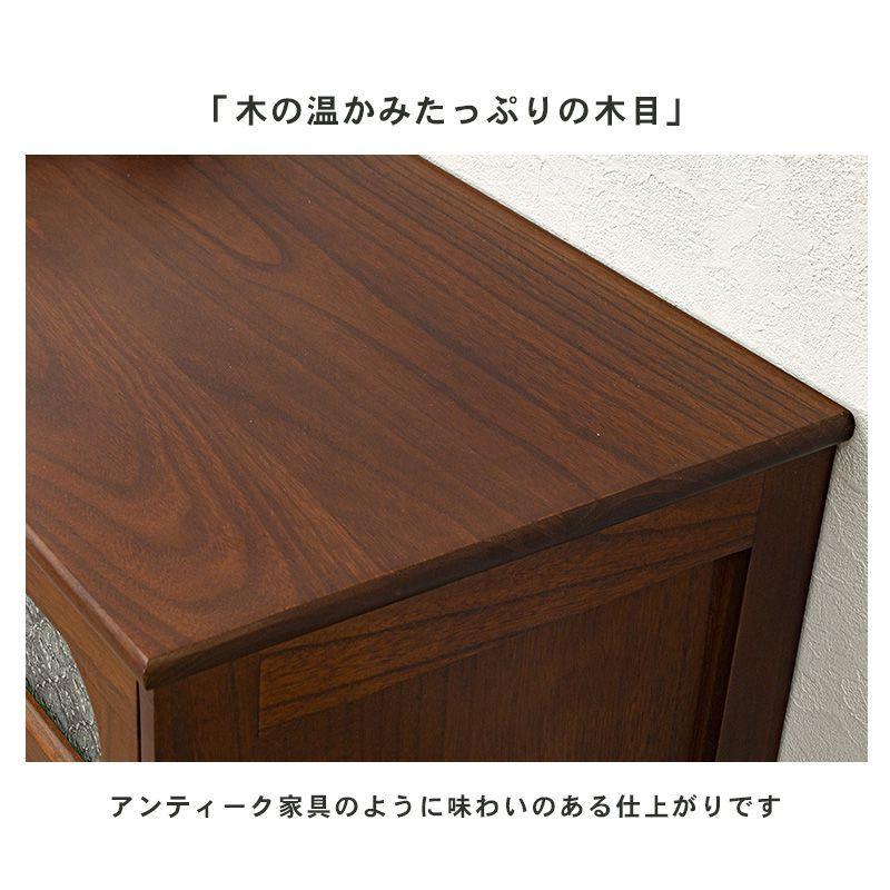 (タイムセール中) キャビネット 60cm アンティーク調 レトロ ガラス戸 完成品_6
