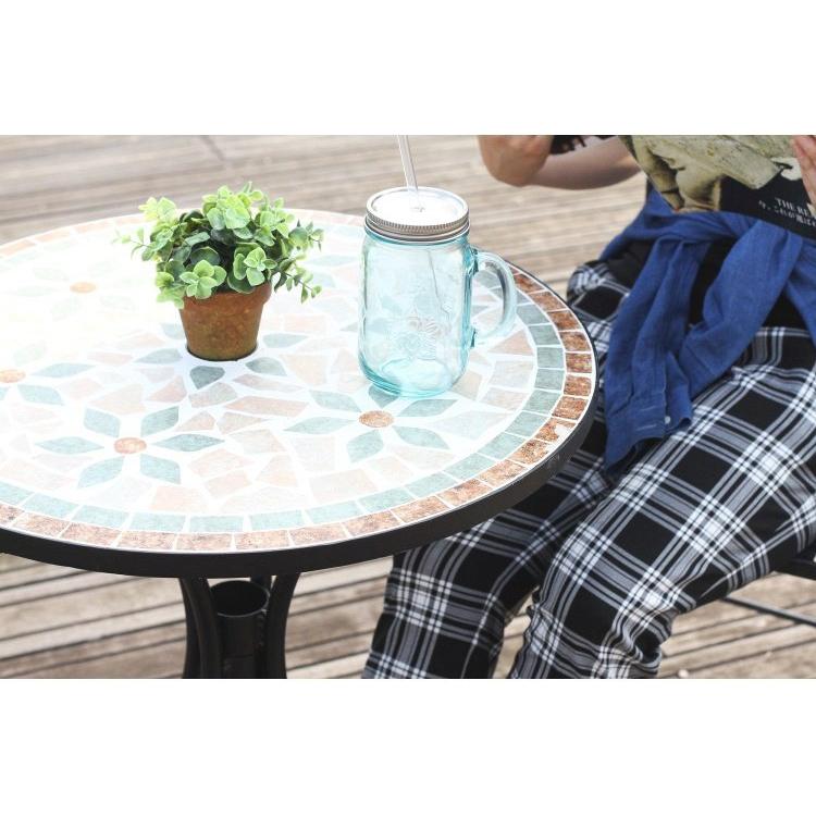 ガーデンテーブル おしゃれ モザイク柄 花柄 ガーデンチェア テーブル おしゃれ 幅61 奥行61