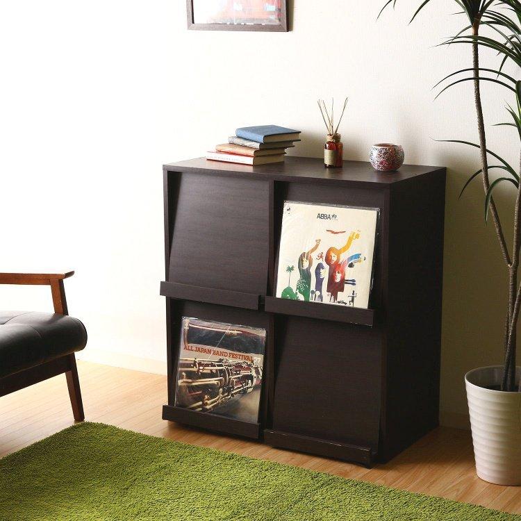 (タイムセール中) ディスプレイラック おしゃれ マガジンラック サイドボード 80×46.5×85cm ダークブラウン