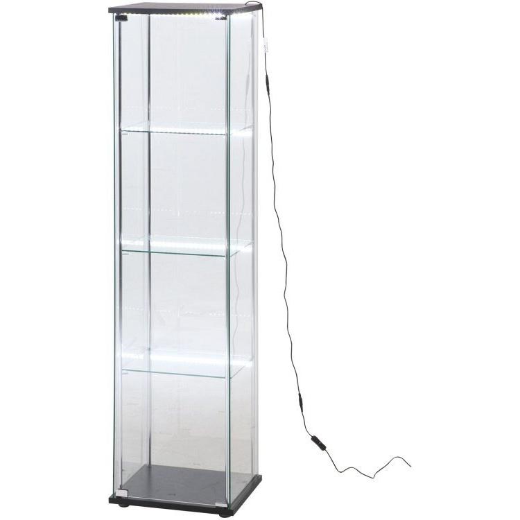 コレクションケース ガラス 4段 LED照明 幅42.5×奥行36.5×高さ162cm ブラック