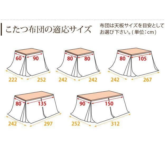 (タイムセール中) ダイニングこたつ布団 長方形 おしゃれ はっ水リバーシブル 312×252 省スペース 150×90cmこたつ用_15