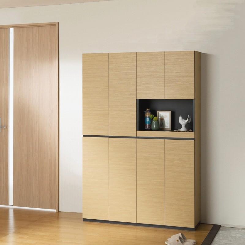 シューズラック 幅60 壁面収納 高さ180 玄関収納 ナチュラル シューズラック 壁面収納 プリント紙化粧繊維板： ナチュラルブラウン