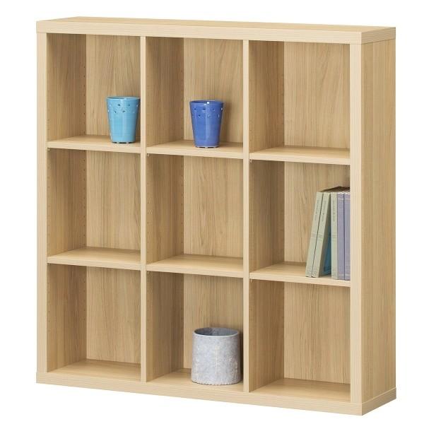 開けひろげ仕合わせ 3段 幅110 A4 色つやボックス席 自然的赤銅色 家具、インテリア-ラック、シェルフ、本棚