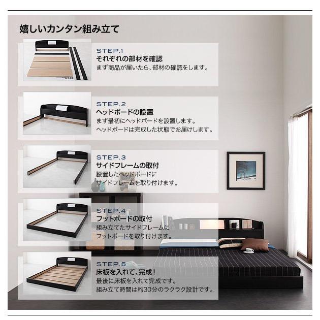 セミダブルベッド マットレス付き ボンネルコイル ローベッド 白 ホワイト 黒 ブラック レギュラー丈_7