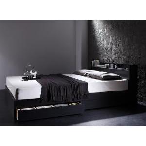 セミダブルベッド マットレス付き スタンダードポケットコイル 白ホワイト 黒 ブラック 収納付きベッド