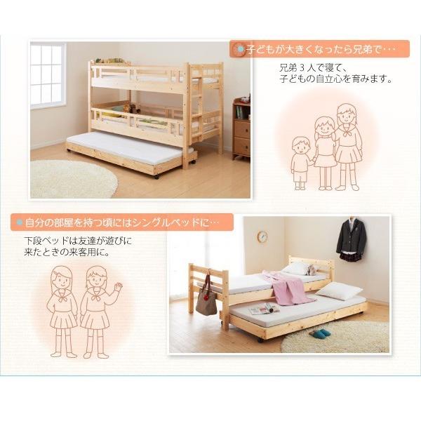 (タイムセール中) シングルベッド 3段ベッド用 ベッドフレームのみ頑丈ロータイプ