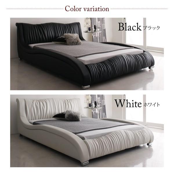 贅沢 セミダブルベッド ベッドフレームのみ白 ホワイト 黒 ブラック 高級レザー・デザイナーズベッド
