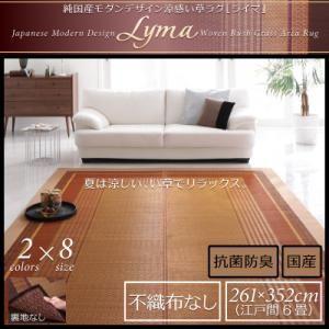 (タイムセール中) い草ラグマット 夏用 261×352cm 江戸間6帖 おしゃれ 不織布なし 日本製 純国産モダン涼感