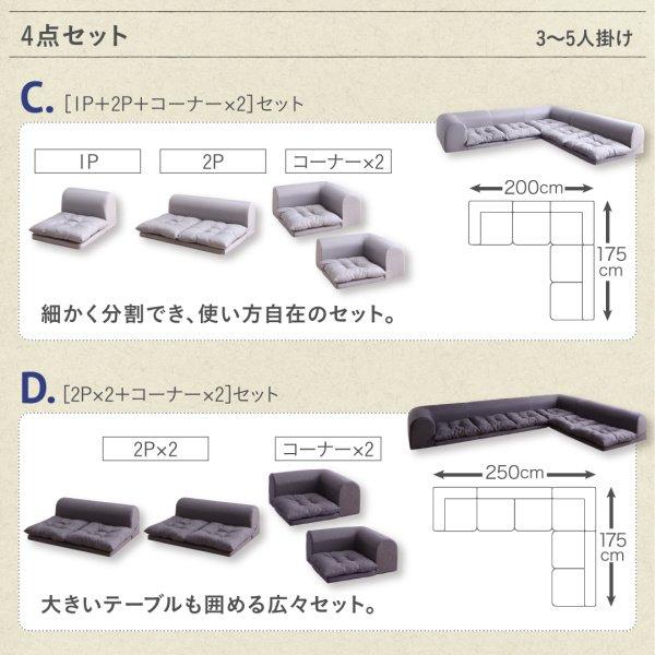 ローソファー 3人〜4人掛け 2P+コーナー おしゃれ 2点セット こたつ グレー L字 コーナーソファ_11