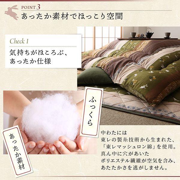 (タイムセール中) こたつ布団セット 5尺長方形(150×90用) おしゃれ 2点セット ふっくら綿入り うさぎ和柄_7