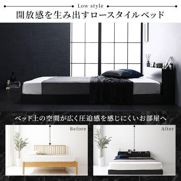 ローベッド セミシングルベッド マットレス付き ボンネルコイル ブラック 黒