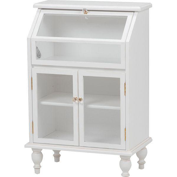 ライト付きロココガラスキャビネット姫アンティークラック棚輸入家具