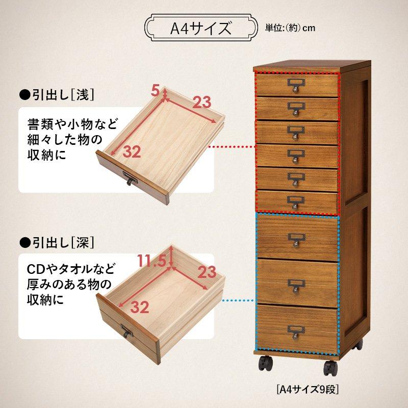 サイドチェスト キャスター付き 5段 幅33cm×奥行43.5cm×高さ60cm