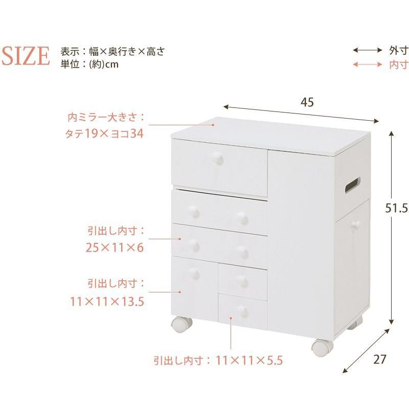 フォロー割【新品】たっぷり収納 コスメワゴン　お洒落 ドレッサー コスメワゴン おしゃれ 化粧品 ドレッサー コスメ収納 コンパクト : 1
