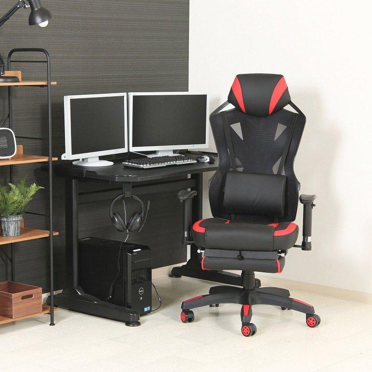 デスクチェア 椅子 おしゃれ メッシュ フットレスト付き ゲーミング