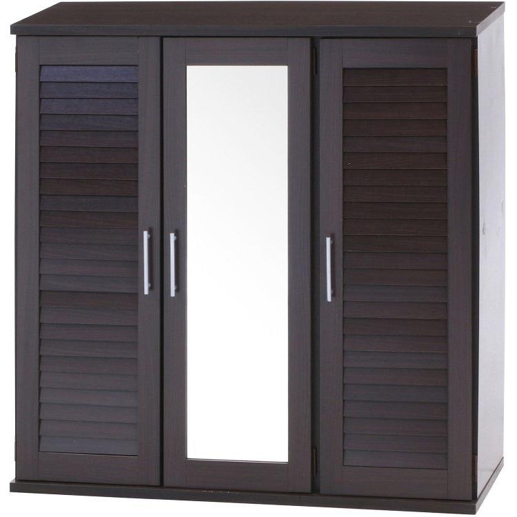 (タイムセール中) 靴箱 玄関収納 おしゃれ 幅90×奥行34.5×高さ93cm ルーバー・鏡付き ワイド シューズボックス ブラウン