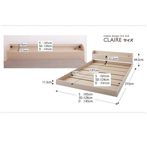 ダブルベッド マットレス付き スタンダードポケットコイル ローベッド
