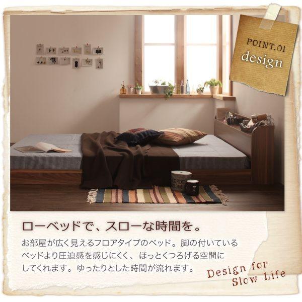 ダブルベッド マットレス付き スタンダードポケットコイル ローベッド