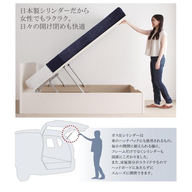 セミシングルベッド ベッドフレームのみ 深さラージ 跳ね上げ式ベッド_7