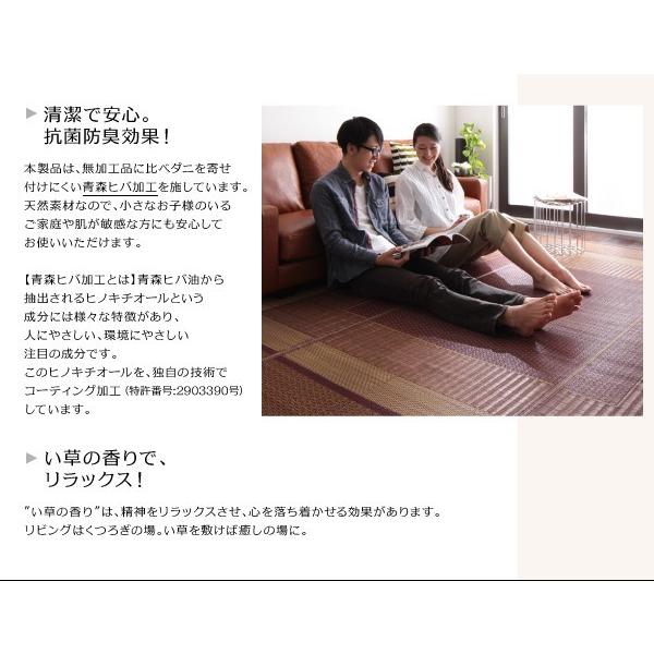 い草ラグ 約3畳 176×230cm おしゃれ 不織布なし 純国産モダン涼感 日本製 夏用 ラグマット