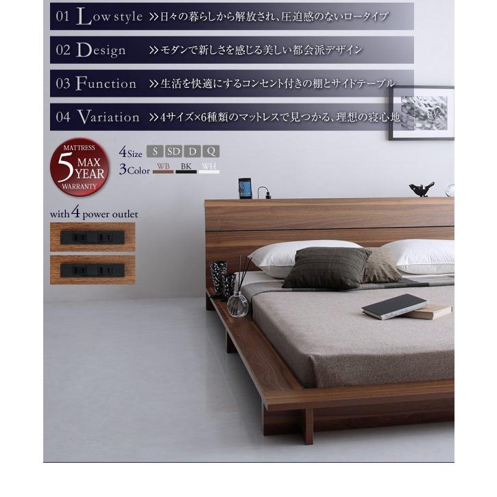 ダブルベッド マットレス付き スタンダードポケットコイル ローベッド ダブルベッド ローベッド