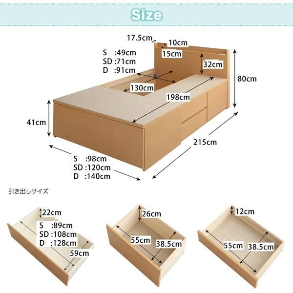 オンライン公式店 ダブルベッド マットレス付き 薄型プレミアムボンネルコイル 日本製 収納付きベッド