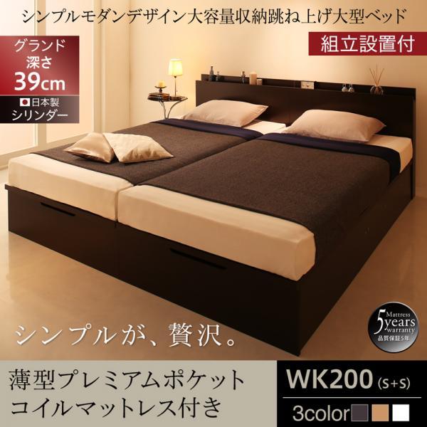 第1位獲得 組立設置付 ベッド ワイドキングベッド マットレス付き 薄型プレミアムポケットコイル 縦開き 深さグランド シンプル跳ね上げ式ベッド 新しいコレクション Www Jolimmo Ch