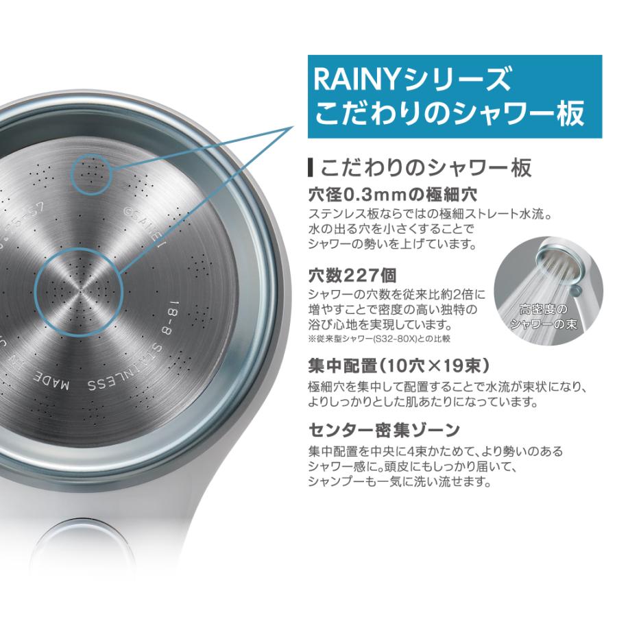 シャワー「三栄水栓製作所」FBシャワーヘッド（レイニーストップ）（H197×W76×D150mm／ホワイト）【シャワーヘッド 手元ストップ】の画像