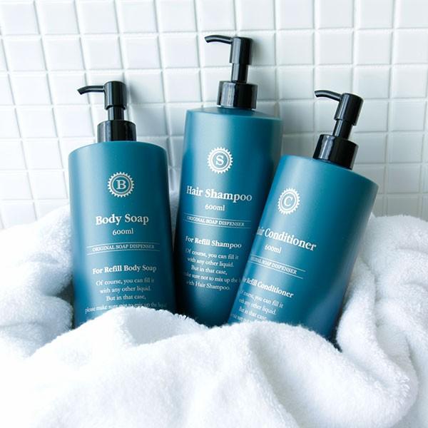 詰め替えボトル／イレモノ「エヴォ」バスボトル3本セット【シャンプー