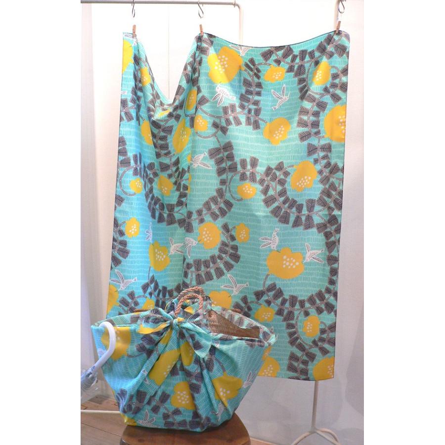 風呂敷 大判 100cm こはれアクアドロップふろしきハチドリ グリーン