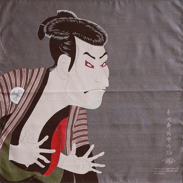 風呂敷 48cm チーフ浮世絵 写楽 ビードロを吹く女 綿シャンタンふろしき 日本製 タペストリー｜furoshikiclub｜02