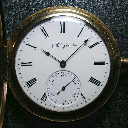 ELGIN 彫金入りハンターケース、手巻きアンティーク懐中時計 : 古時計