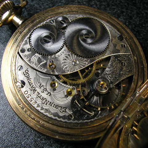 Elgin アンティーク 手巻き懐中時計 シースルーバック セールスマン
