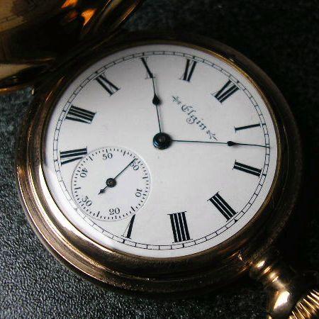 ELGIN（エルジン） 豪華彫金入り手巻きアンティーク懐中時計 : 古時計
